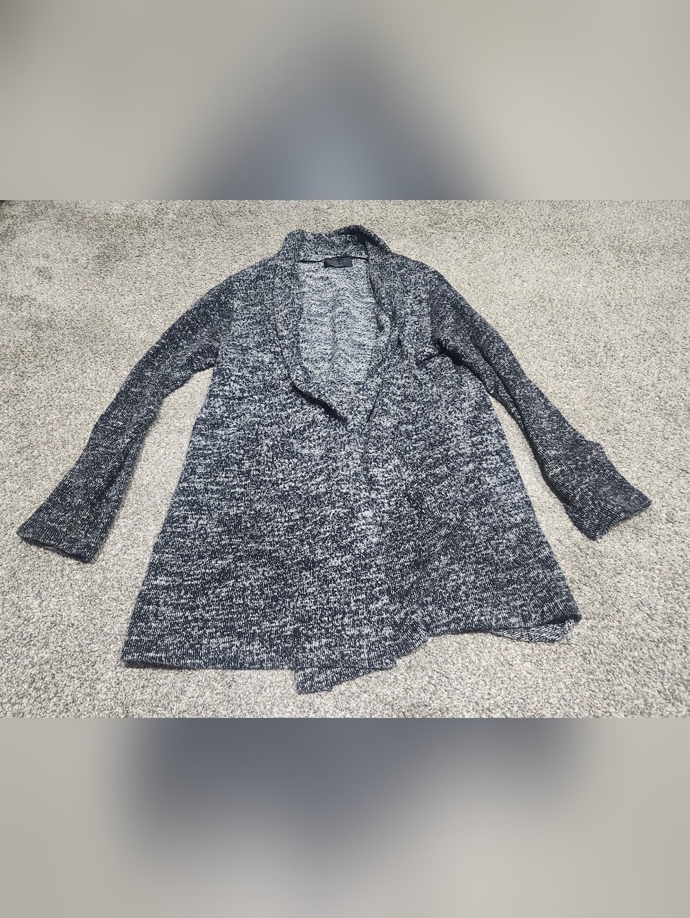 Zara Man Marled Open-Front Shawl Cardigan - Black & White Size XL